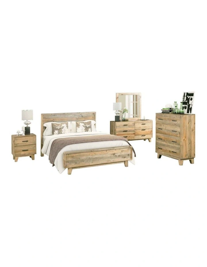 Solid Double Bedroom Suite 5 Pieces in Light Brown image 1