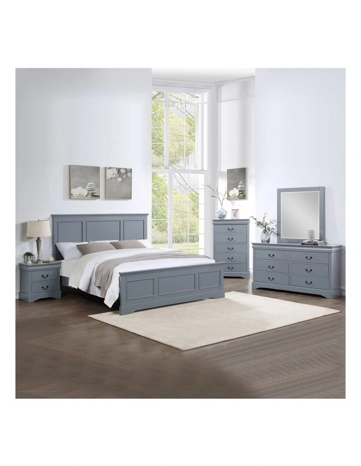 Solid MDF Queen Bedroom Suite 5 Pieces in Grey image 2
