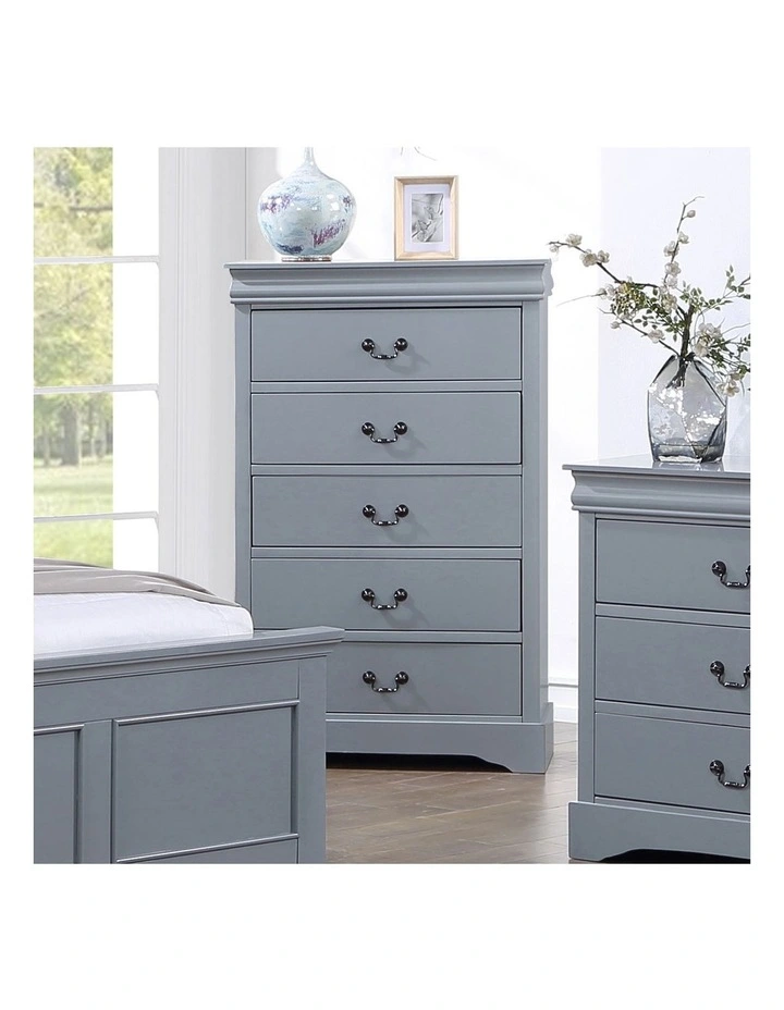 Solid MDF Queen Bedroom Suite 5 Pieces in Grey image 6