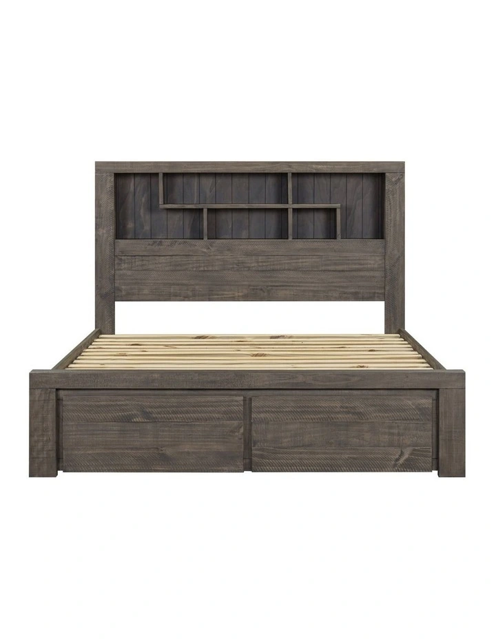 King Storage Bookend Headboard Drawers Bed Frame in Grey image 3