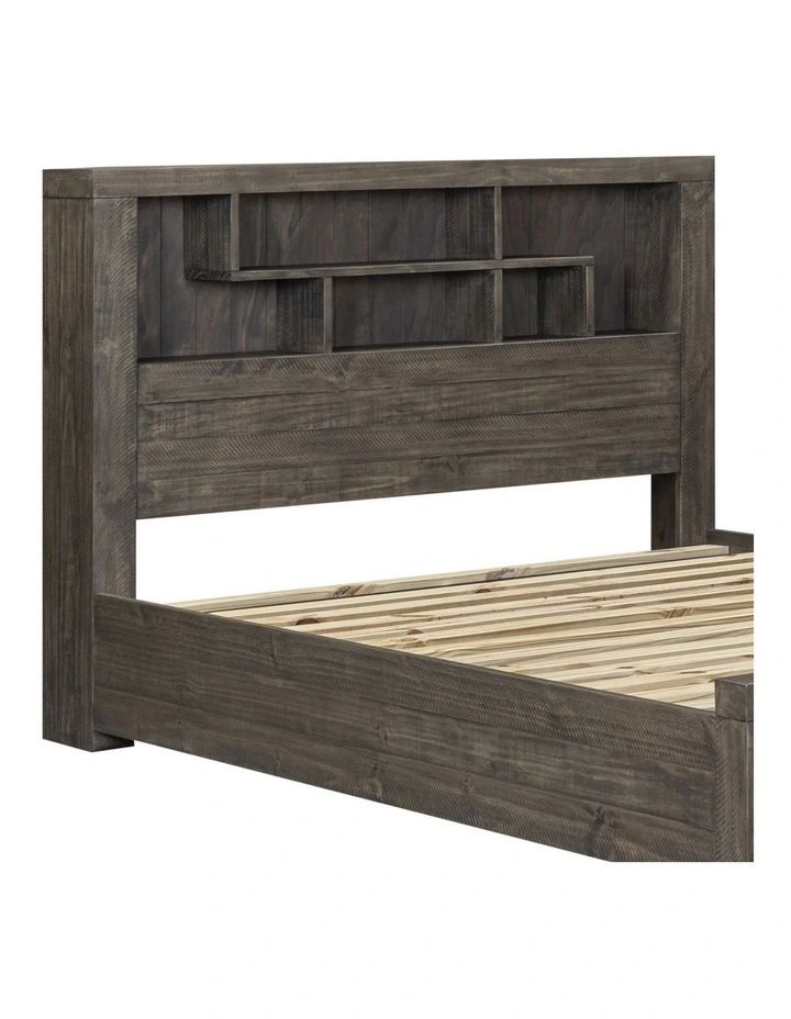 King Storage Bookend Headboard Drawers Bed Frame in Grey image 5