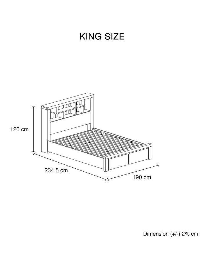 King Storage Bookend Headboard Drawers Bed Frame in Grey image 7