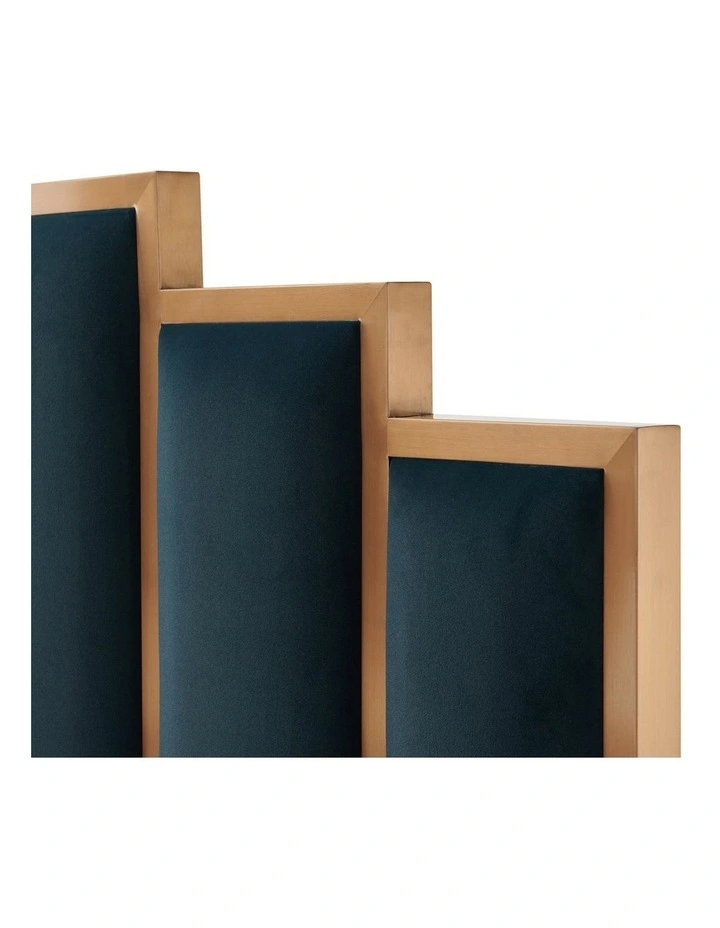 Velvet Turquoise Fabric King Bed Frame in Blue image 5
