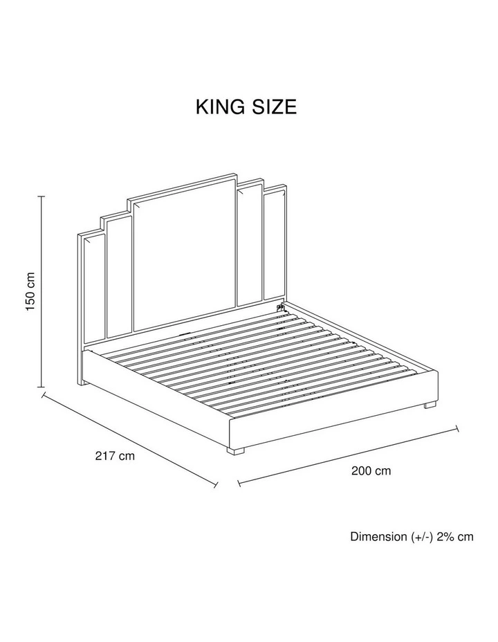 Velvet Turquoise Fabric King Bed Frame in Blue image 7