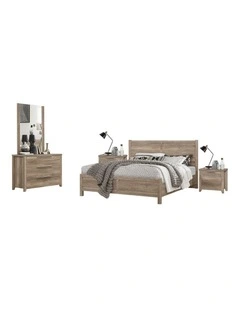 Mdf Structure Queen Bedroom Suite 4 Pieces in Oak