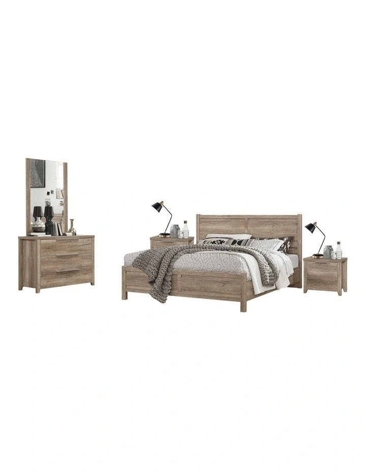 Mdf Structure Queen Bedroom Suite 4 Pieces in Oak image 1