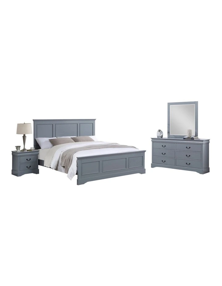 Solid Mdf Queen Bedroom Suite 4 Pieces in Grey image 1