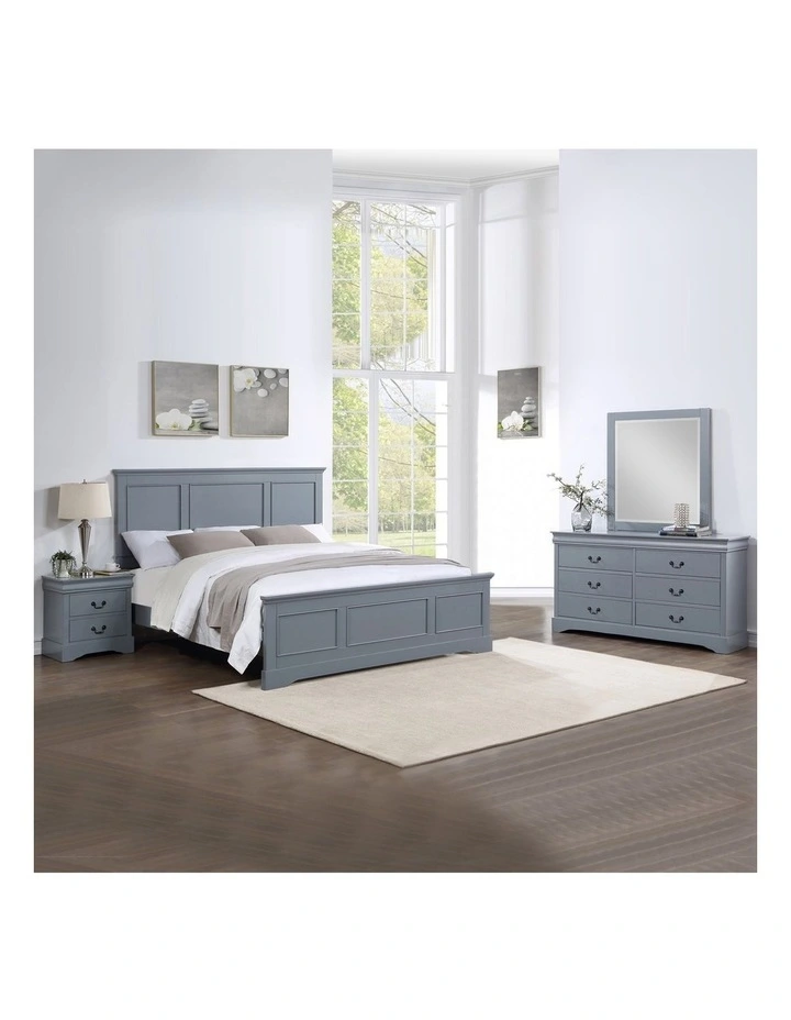 Solid Mdf Queen Bedroom Suite 4 Pieces in Grey image 2
