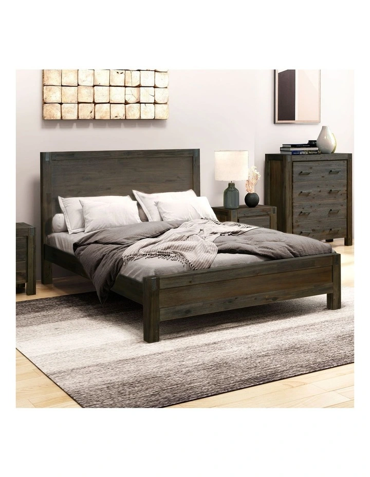 Queen Solid Acacia Bed Frame in Chocolate image 2