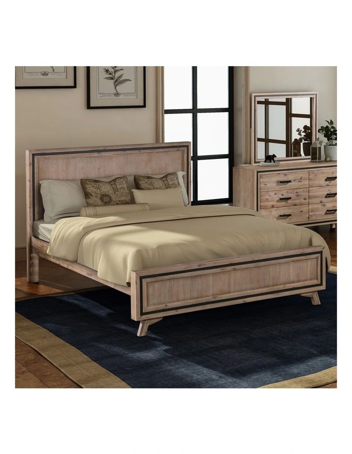 Solid Acacia Queen Bedroom Suite 5 Pieces in Silver Brush image 4
