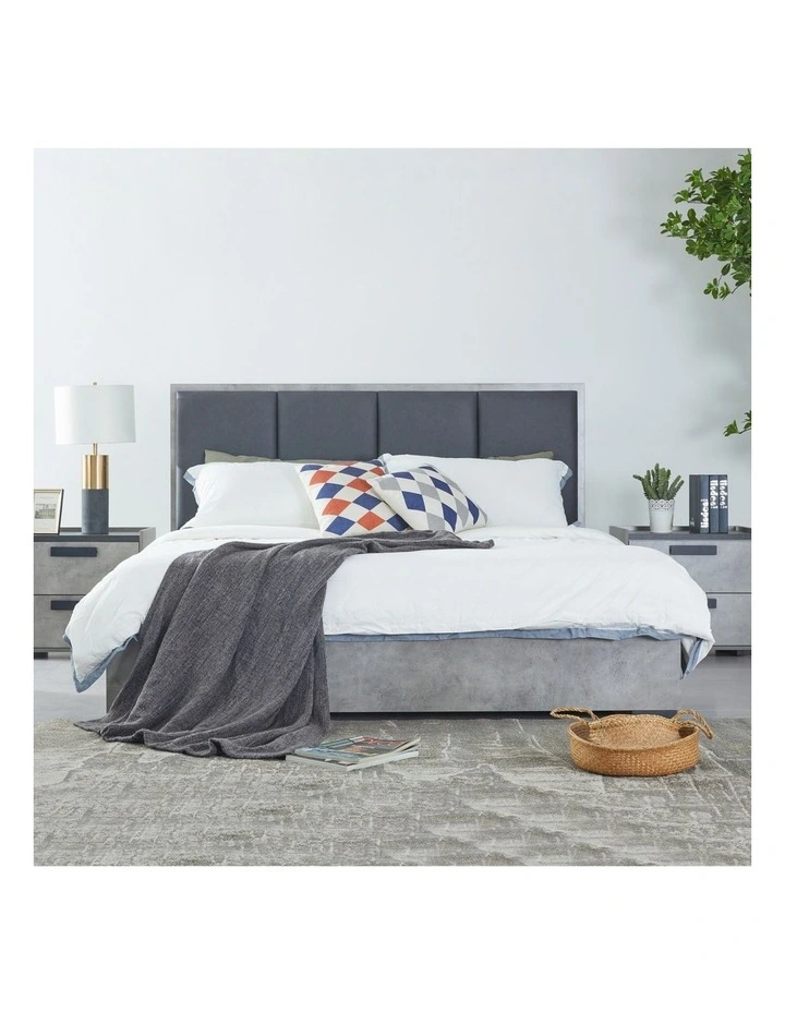 Fabric Upholstery King Bed Frame in Cement Colour image 2