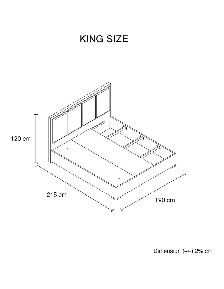 Fabric Upholstery King Bed Frame in Cement Colour image 7