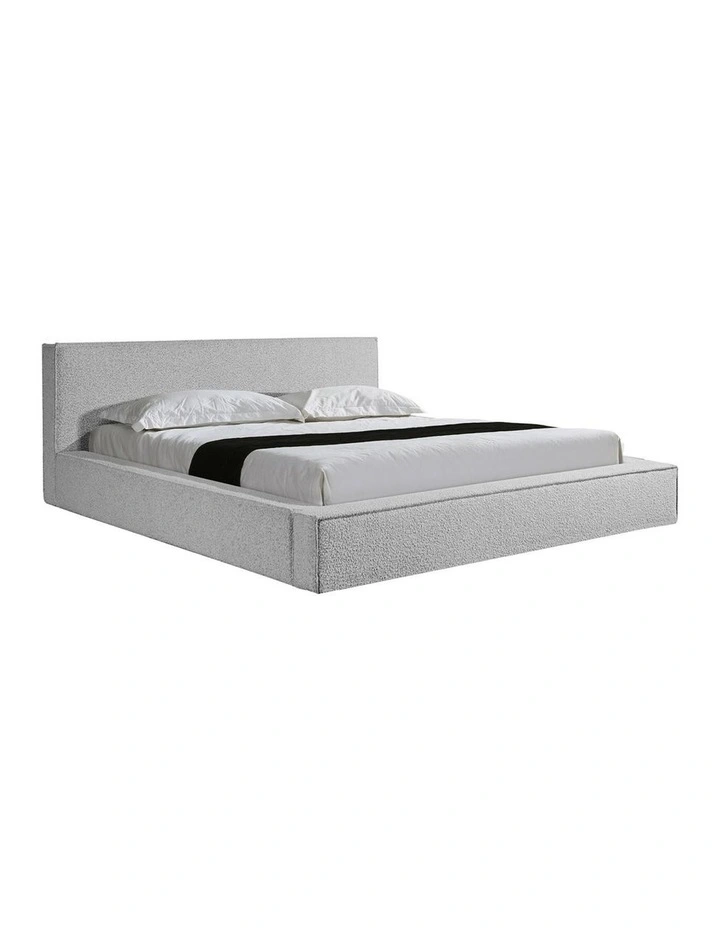 Fabric Kd Slat King Bed Frame in White image 1