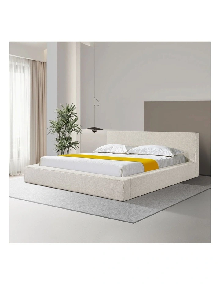 Fabric Kd Slat King Bed Frame in White image 2