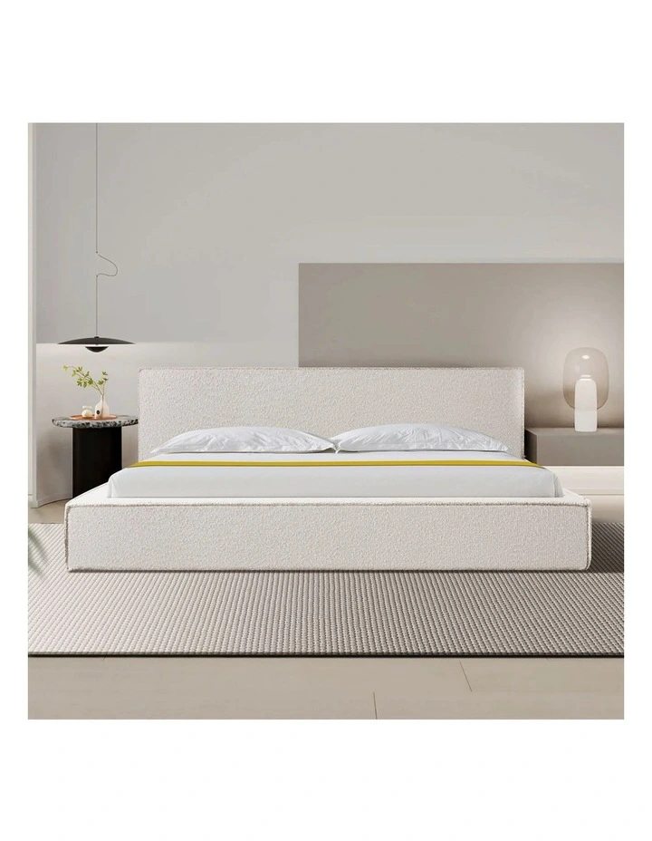 Fabric Kd Slat King Bed Frame in White image 3