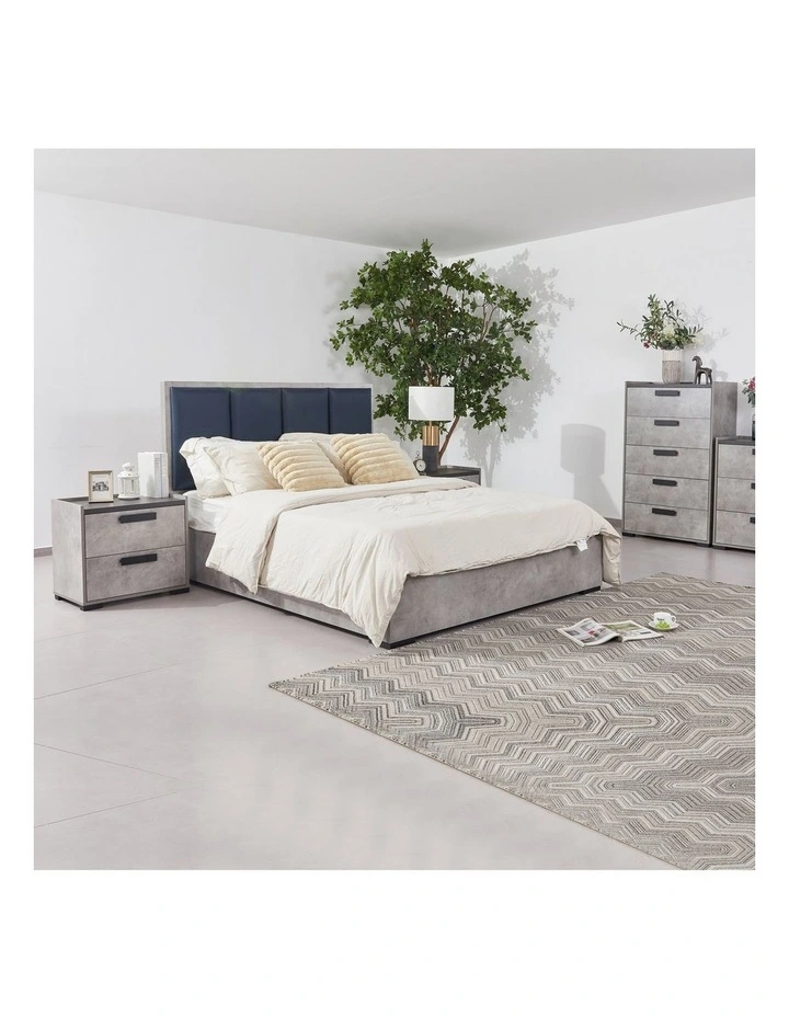 MDF Queen Bedroom Suite in Black and Cement Colour image 2