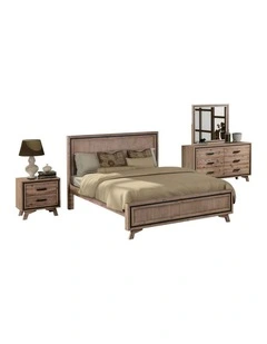 Solid Acacia King Bedroom Suite of 4 Piece in Silver Brush