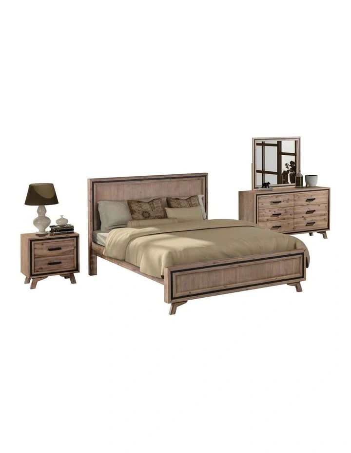 Solid Acacia King Bedroom Suite of 4 Piece in Silver Brush image 1