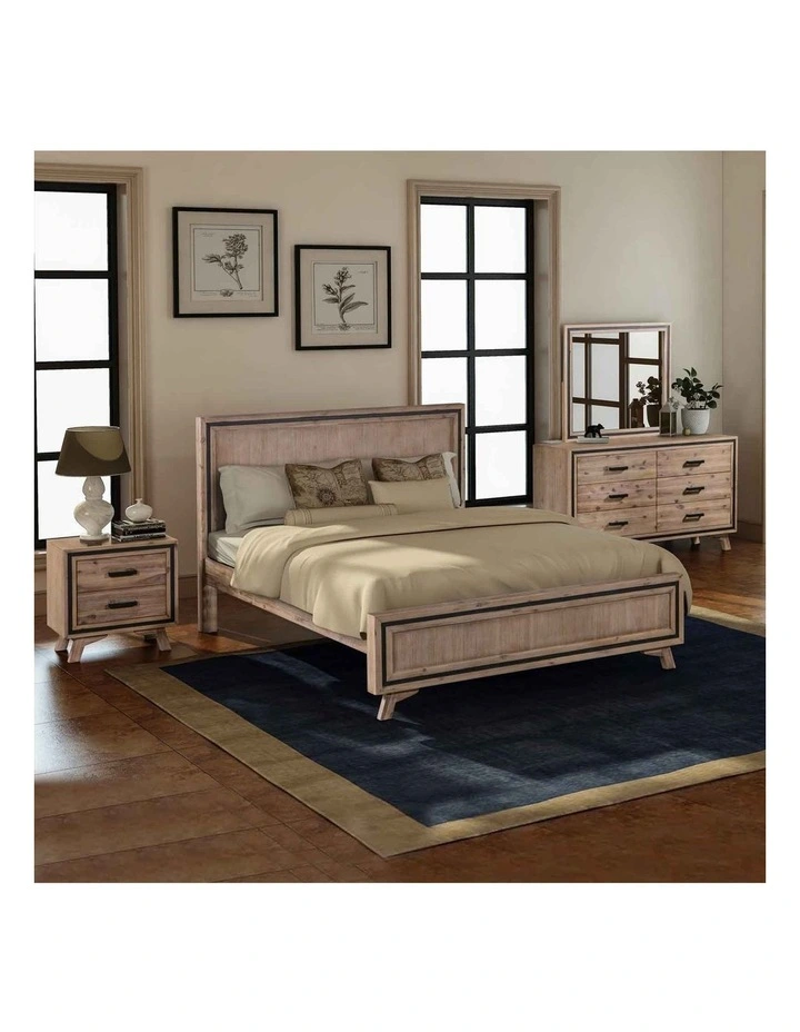 Solid Acacia King Bedroom Suite of 4 Piece in Silver Brush image 2