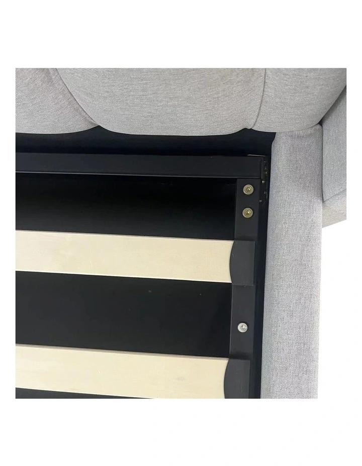 Linen Fabric Double Winged Gas Lift Bed Frame in Grey image 4