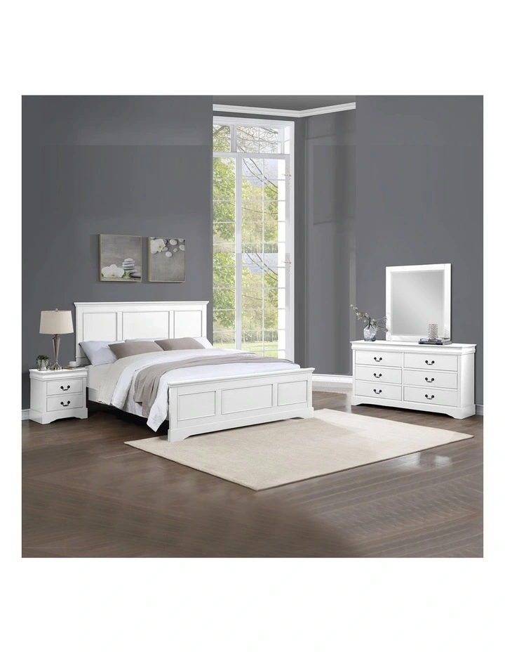 Solid MDF Queen Bedroom Suite of 4 Piece in White image 2