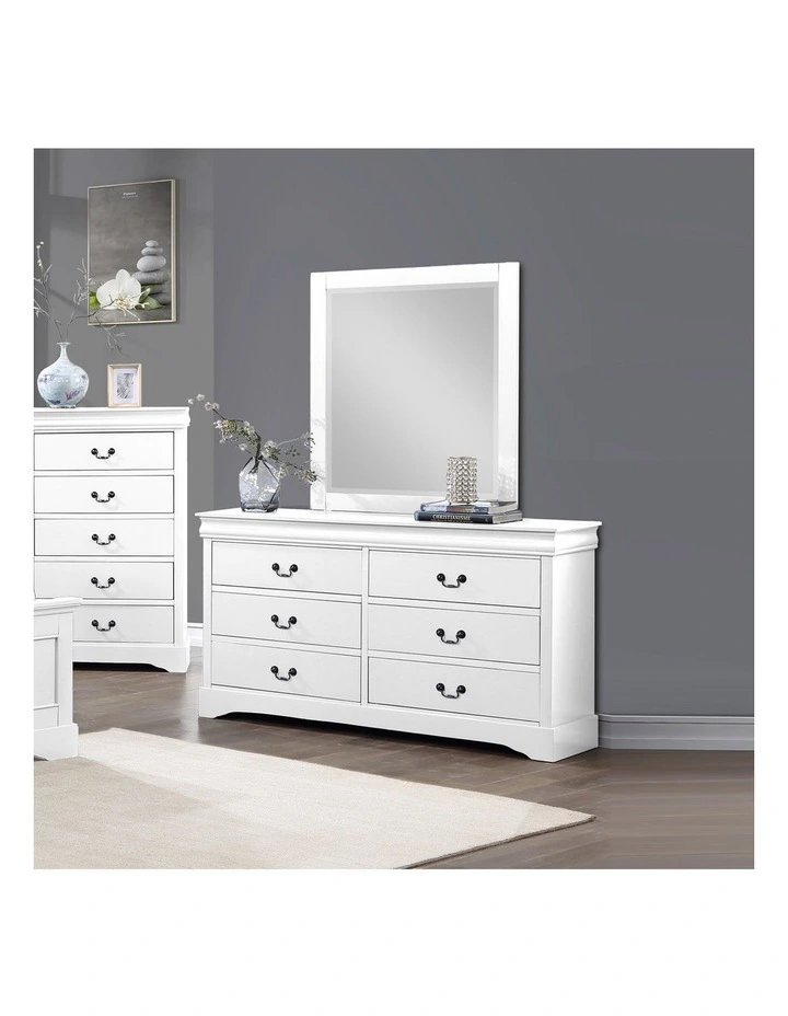 Solid MDF Queen Bedroom Suite of 4 Piece in White image 6