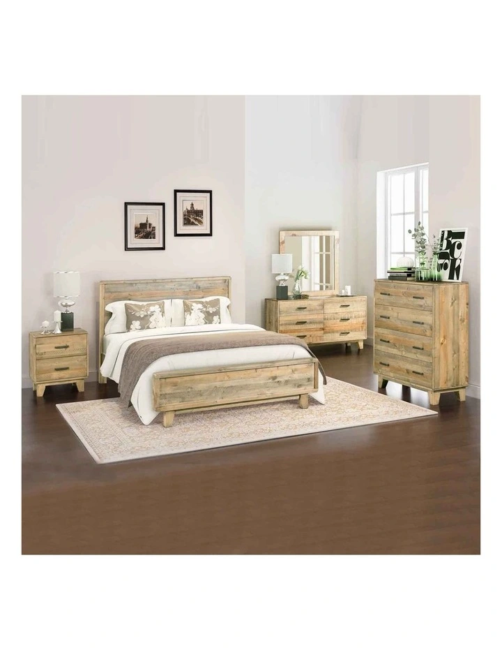 Solid Queen Bedroom Suite of 5 Pieces in Light Brown image 2