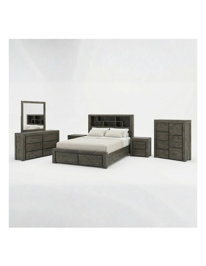 Storage Bookend Headboard King Bedroom Suite in Grey image 4