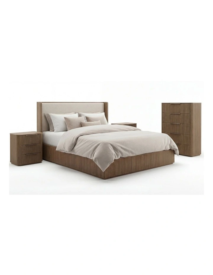 Tallboy King size Bedroom Suite of 4 Piece in Light Grey image 1