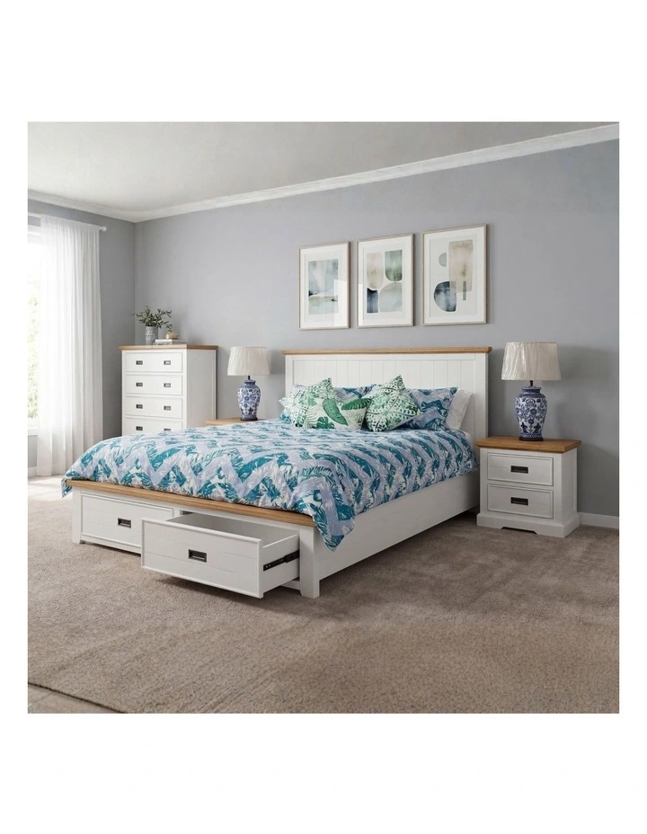 Drawers Miami Tallboy in Queen Storage Bedroom Suite in White Colour image 2