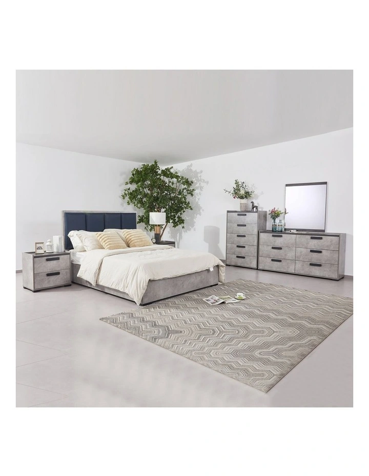 Fabric Combination King Bedroom Suite of 5 Piece in Black and Cement Colour image 2
