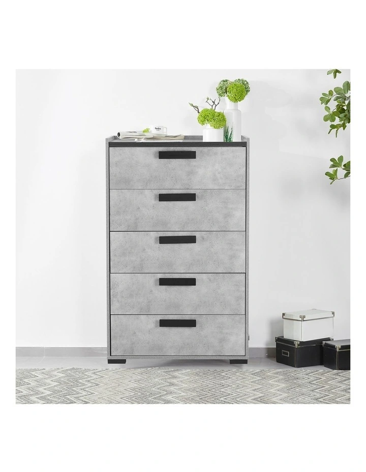 Fabric Combination King Bedroom Suite of 5 Piece in Black and Cement Colour image 7