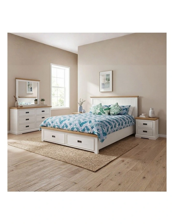 Dresser in King Storage Bedroom Suite Drawers in Miami White Colour image 2