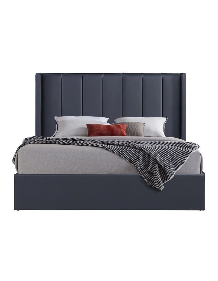 Gas Lift Queen Bed Frame MDF in Black image 1