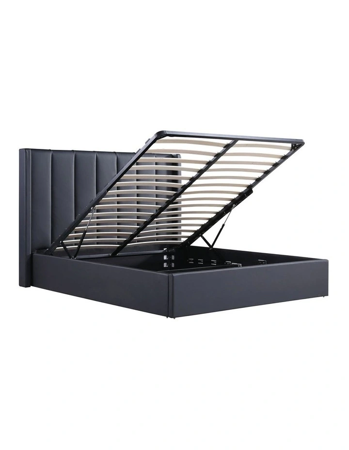 Gas Lift Queen Bed Frame MDF in Black image 4
