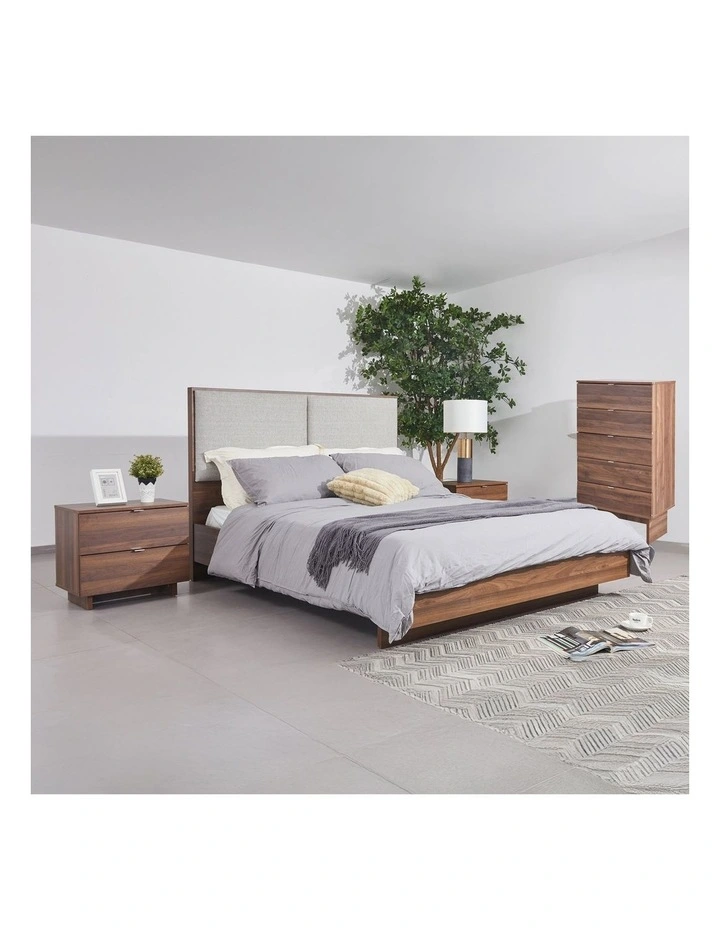Fabric Tallboy Queen Bedroom Suite of 4 Piece in Brown image 2