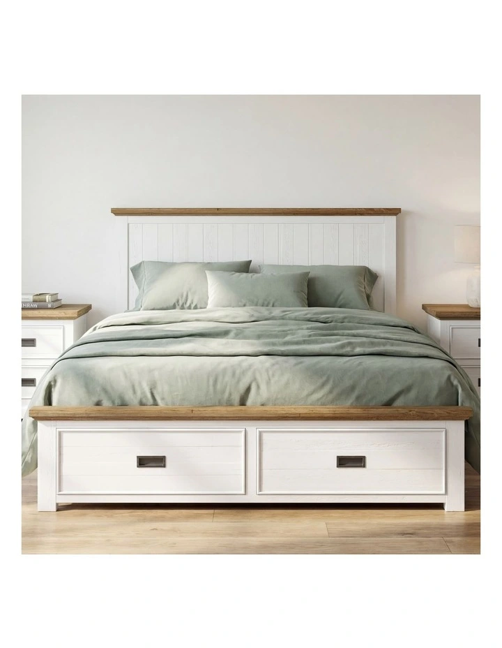 Sturdy Construction Storage Drawers King Bed Frame Miami in White image 2