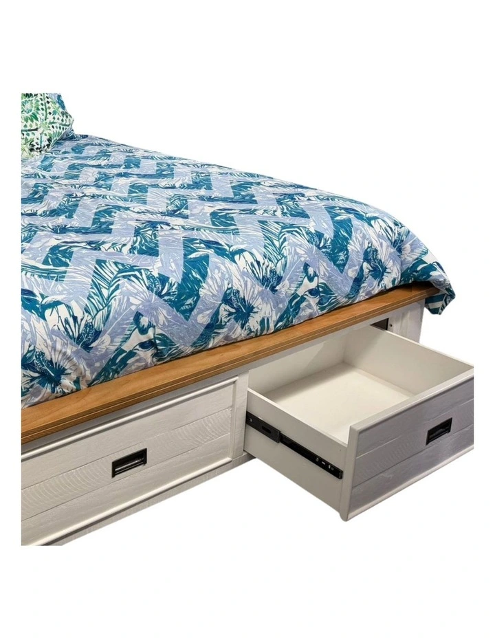 Sturdy Construction Storage Drawers King Bed Frame Miami in White image 6