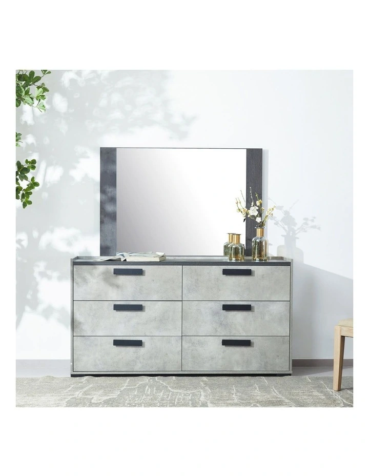 MDF Queen Bedroom Suite 0f 4 Piece in Black and Cement Colour image 6