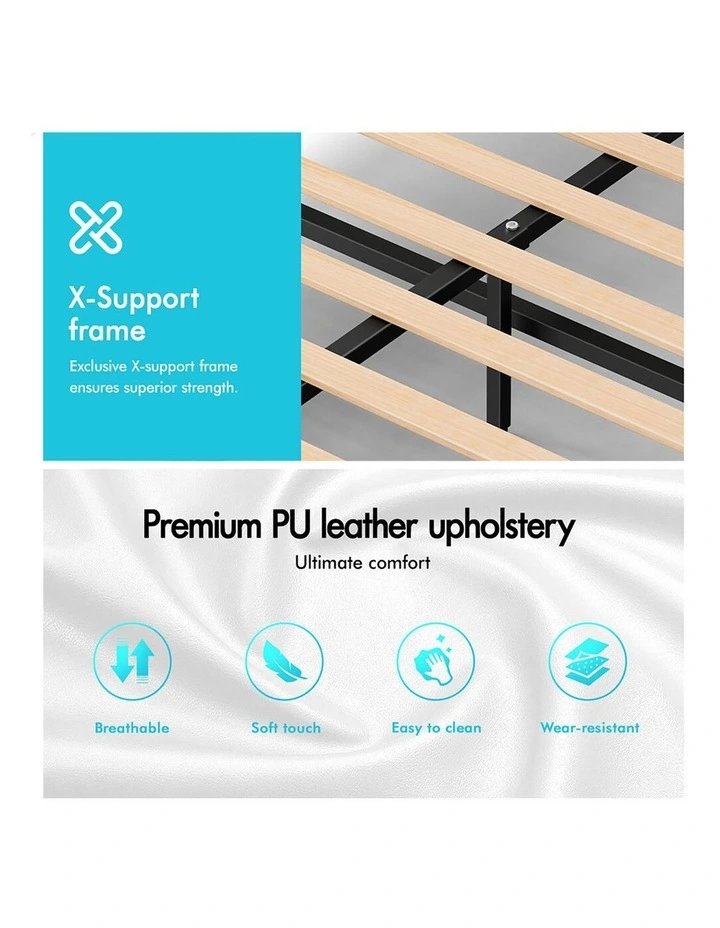 Bed Frame Queen Gas Lift Storage Adjustable Headboard White LURIA image 5