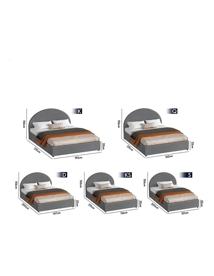 Bed Frame King Single Gas Lift Base With Storage Grey Fabric HOWELL image 5
