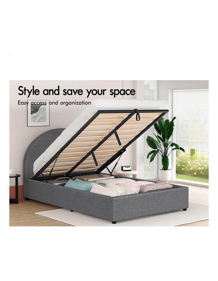 Bed Frame King Single Gas Lift Base With Storage Grey Fabric HOWELL image 7