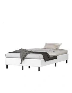 Bed Frame King Single Mattress Base Foundation White Leather BASEL