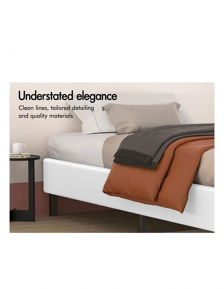 Bed Frame King Single Mattress Base Foundation White Leather BASEL image 2