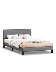 Bed Frame King Size Mattress Base Platform Fabric Grey Linus