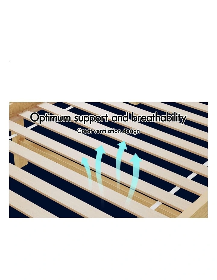 Bed Frame Wooden Single Size Mattress Base Platform Timber Oak DUBEM image 4