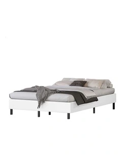 Bed Frame Queen Size Mattress Base Foundation White Leather BASEL