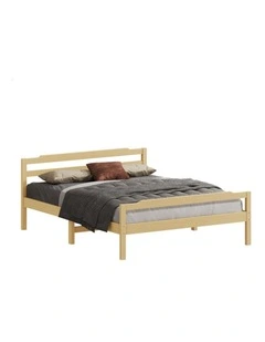Bed Frame Wooden King Size Mattress Base Platform Timber Oak DUBEM