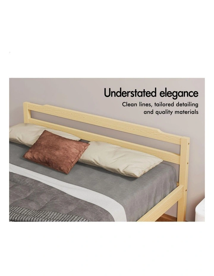 Bed Frame Wooden King Size Mattress Base Platform Timber Oak DUBEM image 3