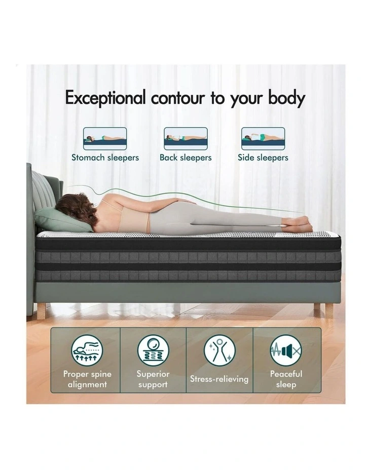 Mattress King Single Euro Top 22CM Bonnell Spring Medium Firm Bed image 6